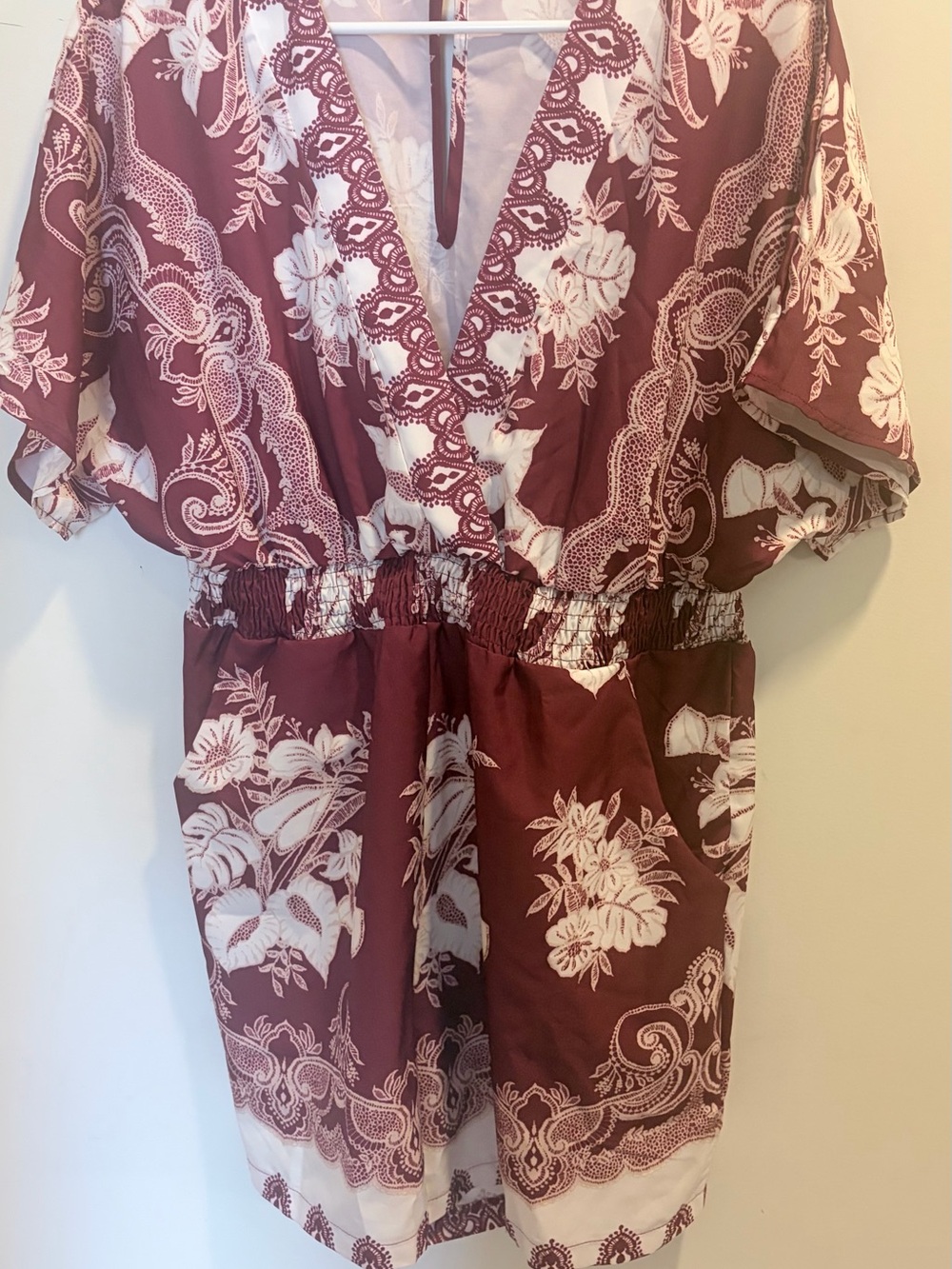 One-Piece Floral Romper in Maroon by SHEIN NWOT